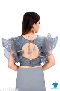 Product Name: *Classic Women Blouses*Fabric: NetFabric: NetSleeve Length: Shoulder StrapPattern: Dyed/ Washed - colour- Dark blue, size- 34