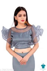 Product Name: *Classic Women Blouses*Fabric: NetFabric: NetSleeve Length: Shoulder StrapPattern: Dyed/ Washed - colour- Red, size- 38