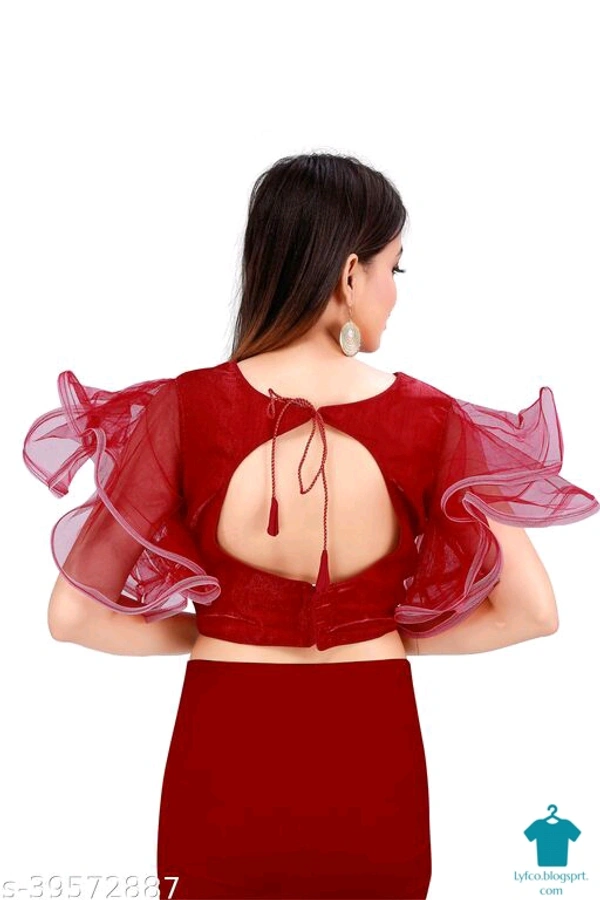 Product Name: *Classic Women Blouses*Fabric: NetFabric: NetSleeve Length: Shoulder StrapPattern: Dyed/ Washed - colour- Red, size- 38