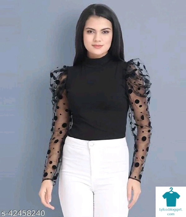 Product Name: *Classic Modern Women Tops & Tunics*Fabric: LycraSleeve Length: Long SleevesPattern: SolidMultipack: 1 - size- S