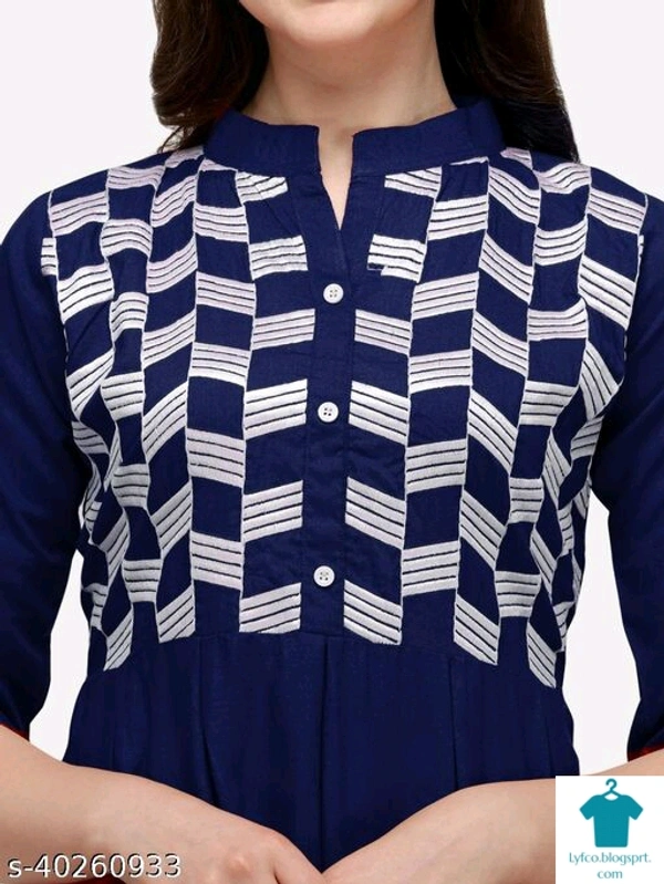Product Name: *Pretty Fabulous Women Tops & Tunics*Fabric: RayonSleeve Length: Three-Quarter SleevesPattern: EmbroideredMultipack: 1 - size- XL