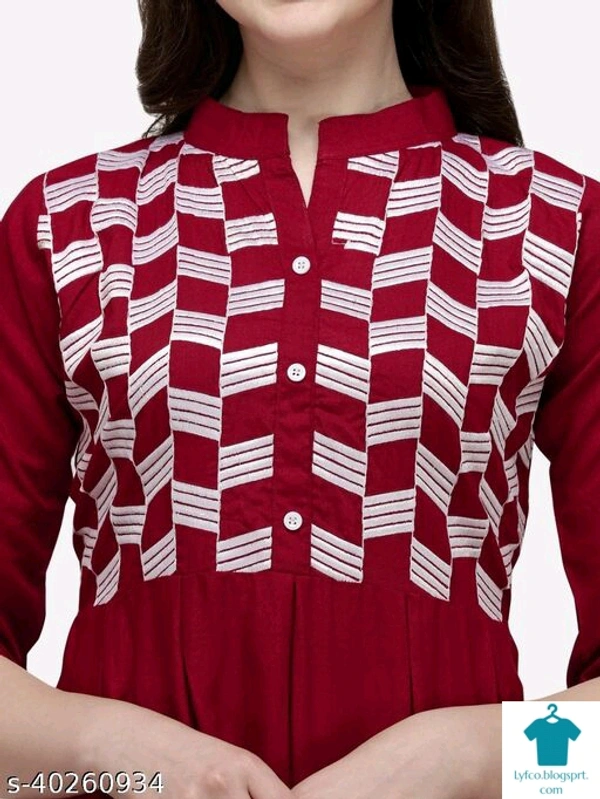Product Name: *Pretty Fabulous Women Tops & Tunics*Fabric: RayonSleeve Length: Three-Quarter SleevesPattern: EmbroideredMultipack: 1 - size- XL