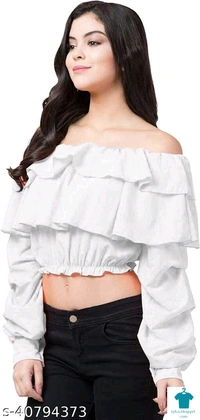 Product Name: *Ruffle floral off shoulder top for women*Fabric: LycraSleeve Length: Three-Quarter SleevesPattern: SolidMultipack: 1 - size- S, colour- Red