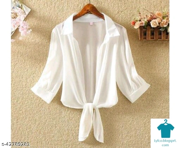 Product Name: *Stylish Graceful Women tops & tunics*Fabric: GeorgetteSleeve Length: Long SleevesPattern: SolidMultipack: 1 - size L