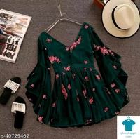 Product Name: *Classic Fashionable Women Tops & Tunics*Fabric: GeorgetteSleeve Length: Three-Quarter SleevesPattern: PrintedMultipack: 1 - colour- Dark blue