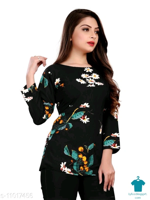 Product Name: *Kremiza Casual 3/4 Sleeve Printed Women Multicolor Top*Fabric: CrepeSleeve Length: Three-Quarter SleevesPattern: PrintedMultipack: 1 - size- L