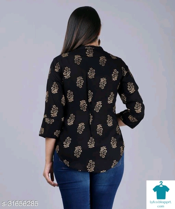 Product Name: *Comfy Ravishing Women Tops & Tunics*Fabric: RayonSleeve Length: Three-Quarter SleevesPattern: PrintedMultipack: 1 - size- XXL, colour- light Blue