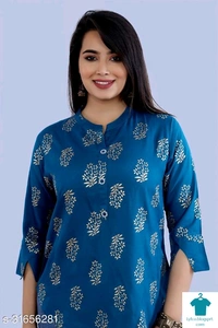 Product Name: *Comfy Ravishing Women Tops & Tunics*Fabric: RayonSleeve Length: Three-Quarter SleevesPattern: PrintedMultipack: 1 - size- XXL, colour- light Blue