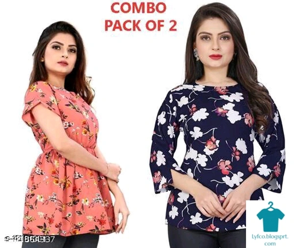 Product Name: *Trendy Fabulous Women Tops & Tunics*Fabric: Poly CrepeSleeve Length: Three-Quarter SleevesPattern: PrintedMultipack: 2 - size- XL