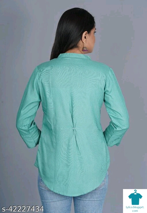 Product Name: *Fancy Latest Women Tops & Tunics*Fabric: RayonSleeve Length: Three-Quarter SleevesPattern: SolidMultipack: 1 - size- M