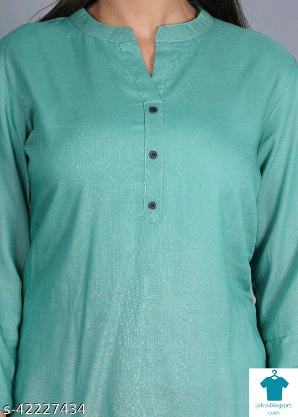 Product Name: *Fancy Latest Women Tops & Tunics*Fabric: RayonSleeve Length: Three-Quarter SleevesPattern: SolidMultipack: 1 - size- XL