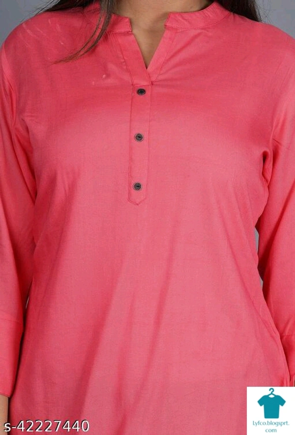 Product Name: *Fancy Latest Women Tops & Tunics*Fabric: RayonSleeve Length: Three-Quarter SleevesPattern: SolidMultipack: 1 - size- XL