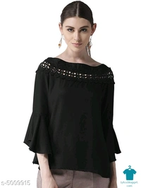 Product Name: *Stylish Women's Top*Fabric: RayonSleeve Length: Three-Quarter SleevesPattern: Solid - size- L, colour- Black