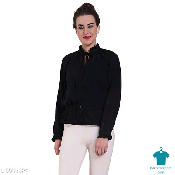 Product Name: *Women Black Printed Top*Fabric: CrepeSleeve Length: Long SleevesPattern: SolidMultipack: 1 - size- XL