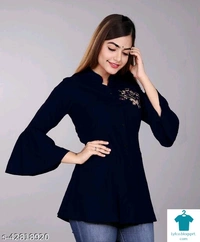 Product Name: *Pretty Elegant Women Tops & Tunics*Fabric: RayonSleeve Length: Three-Quarter SleevesPattern: EmbroideredMultipack: 1 - size- S
