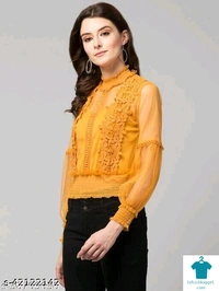 Product Name: *Sexy Lantern Sleeve 3D Floral Women Tops With Inner*Fabric: NetSleeve Length: Long SleevesPattern: LaceMultipack: 1 - size- XXL