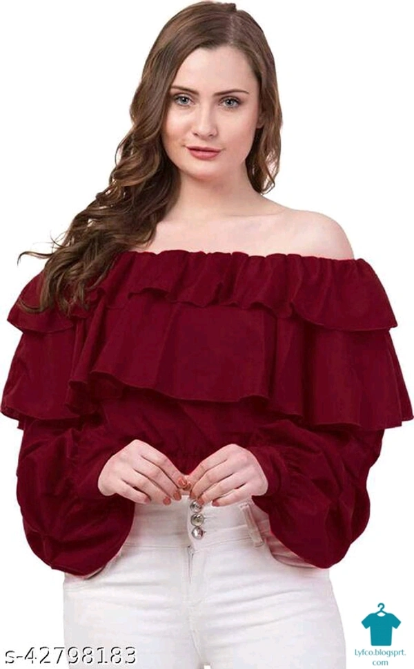 Product Name: *Classy Modern Women Tops & Tunics*Fabric: Poly CrepeSleeve Length: Long SleevesPattern: SolidMultipack: 1 - colour- wheat, size- L