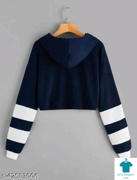 Product Name: *TRANDY WOMENS HOODIE FULL SLEEVE CROP TOP*Fabric: CottonSleeve Length: Long SleevesPattern: PrintedMultipack: 1 - size- S