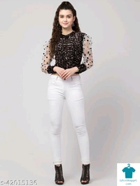 Product Name: *Comfy Sensational Women Tops & Tunics*Fabric: Cotton BlendSleeve Length: Long SleevesPattern: EmbellishedMultipack: 1 - size- XL