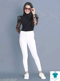 Product Name: *Comfy Designer Women Tops & Tunics*Fabric: LycraSleeve Length: Long SleevesPattern: SolidMultipack: 1 - size- L