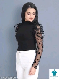 Product Name: *Comfy Designer Women Tops & Tunics*Fabric: LycraSleeve Length: Long SleevesPattern: SolidMultipack: 1 - size- L
