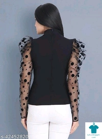 Product Name: *Comfy Designer Women Tops & Tunics*Fabric: LycraSleeve Length: Long SleevesPattern: SolidMultipack: 1 - size- L