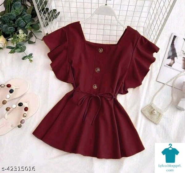 Product Name: *Classic Retro Women Tops & Tunics*Fabric: Rayon SlubSleeve Length: Short SleevesPattern: SolidMultipack: 1 - Colour- Light blue