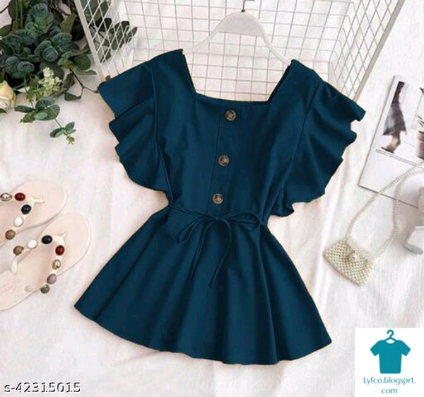 Product Name: *Classic Retro Women Tops & Tunics*Fabric: Rayon SlubSleeve Length: Short SleevesPattern: SolidMultipack: 1 - Colour- Light blue