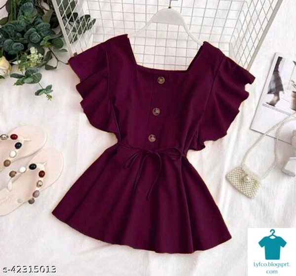 Product Name: *Classic Retro Women Tops & Tunics*Fabric: Rayon SlubSleeve Length: Short SleevesPattern: SolidMultipack: 1 - Colour- Light blue
