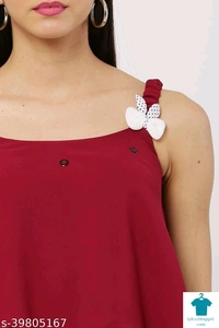 Product Name: *Ali Garments Solid Women Crop top*Fabric: Poly GeorgetteSleeve Length: SleevelessPattern: SolidMultipack: 1 - size- L