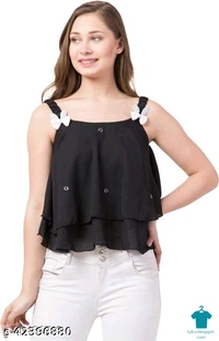 Product Name: *Ali Garments Solid Women Crop top*Fabric: Poly GeorgetteSleeve Length: SleevelessPattern: SolidMultipack: 1 - size- L