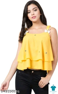 Product Name: *Ali Garments Solid Women Crop top*Fabric: Poly GeorgetteSleeve Length: SleevelessPattern: SolidMultipack: 1 - size- XL
