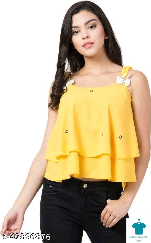Product Name: *Ali Garments Solid Women Crop top*Fabric: Poly GeorgetteSleeve Length: SleevelessPattern: SolidMultipack: 1 - size- XL