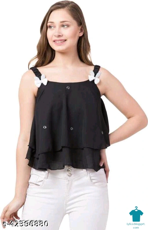Product Name: *Ali Garments Solid Women Crop top*Fabric: Poly GeorgetteSleeve Length: SleevelessPattern: SolidMultipack: 1 - size- L