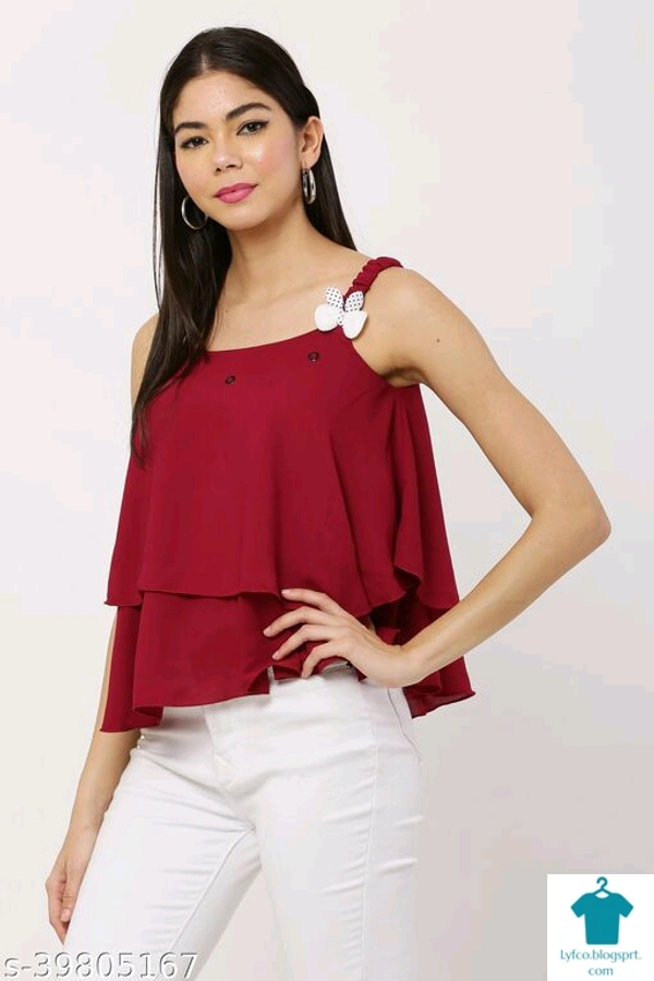 Product Name: *Ali Garments Solid Women Crop top*Fabric: Poly GeorgetteSleeve Length: SleevelessPattern: SolidMultipack: 1 - size- L