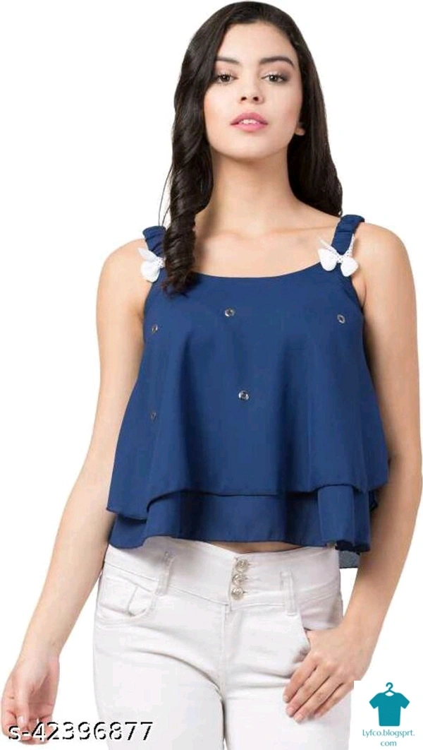 Product Name: *Ali Garments Solid Women Crop top*Fabric: Poly GeorgetteSleeve Length: SleevelessPattern: SolidMultipack: 1 - size- L