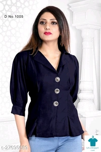 Product Name: *Classic Fabulous Women Tops & Tunics*Fabric: RayonSleeve Length: Three-Quarter SleevesPattern: SolidMultipack: 1 - colour- Dark blue