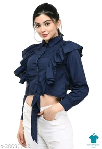 Product Name: *Trendy Sensational Women Tops & Tunics*Fabric: CrepeSleeve Length: Three-Quarter SleevesPattern: SolidMultipack: 1 - size- L