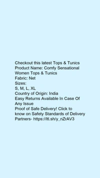 Product Name: *Comfy Sensational Women Tops & Tunics*Fabric: Net - size- XXL