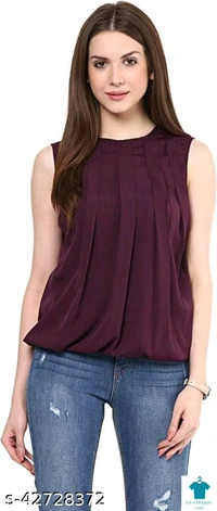 Product Name: *Pretty Designer Women Tops & Tunics*Fabric: GeorgetteSleeve Length: SleevelessPattern: SolidMultipack: 1 - size- L