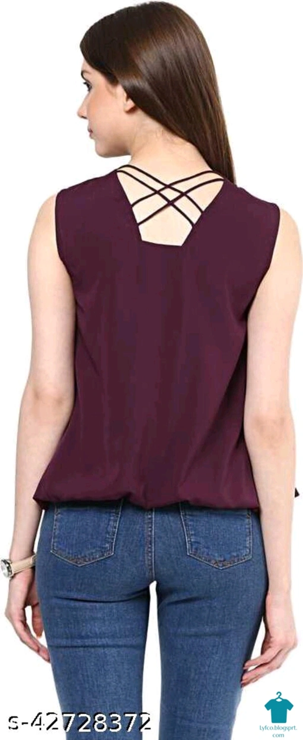 Product Name: *Pretty Designer Women Tops & Tunics*Fabric: GeorgetteSleeve Length: SleevelessPattern: SolidMultipack: 1 - size- XL