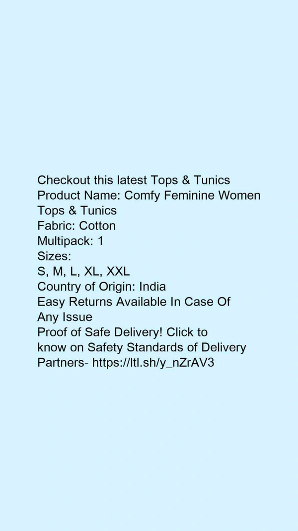 Product Name: *Comfy Feminine Women Tops & Tunics*Fabric: CottonMultipack: 1 - size- XL
