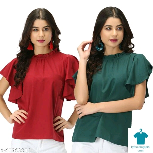 Product Name: *Classy Modern Women Tops & Tunics*Fabric: CrepeSleeve Length: Short SleevesPattern: SolidMultipack: 2 - size- XL