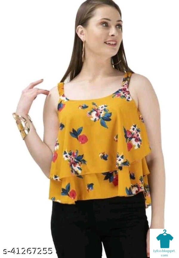 Product Name: *Alisha Ensemble  Tops & Tunics*Fabric: CrepeSleeve Length: SleevelessPattern: PrintedMultipack: 1 - size- S