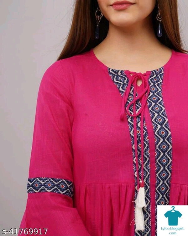 Product Name: *Women's Pure Cotton Casual 3/4 Sleeve Pink  Women Top, Casual Tunic Tops Tees for Girls*Fabric: CottonSleeve Length: Three-Quarter SleevesPattern: PrintedMultipack: 1 - size- M