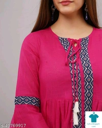 Product Name: *Women's Pure Cotton Casual 3/4 Sleeve Pink  Women Top, Casual Tunic Tops Tees for Girls*Fabric: CottonSleeve Length: Three-Quarter SleevesPattern: PrintedMultipack: 1 - size- XL