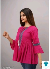 Product Name: *Women's Pure Cotton Casual 3/4 Sleeve Pink  Women Top, Casual Tunic Tops Tees for Girls*Fabric: CottonSleeve Length: Three-Quarter SleevesPattern: PrintedMultipack: 1 - size- XL
