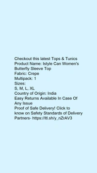Product Name: *Istyle Can Women's Butterfly Sleeve Top*Fabric: CrepeMultipack: 1 - size- M