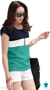 Checkout this latest Tops & TunicsProduct Name: *Classic Fashionable Women Tops & Tunics*Fabric: Cotton BlendSleeve Length: Short SleevesPattern: ColorblockedMultipack: 1 - size- M