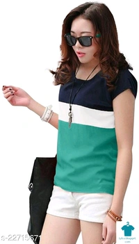 Checkout this latest Tops & TunicsProduct Name: *Classic Fashionable Women Tops & Tunics*Fabric: Cotton BlendSleeve Length: Short SleevesPattern: ColorblockedMultipack: 1 - size- M